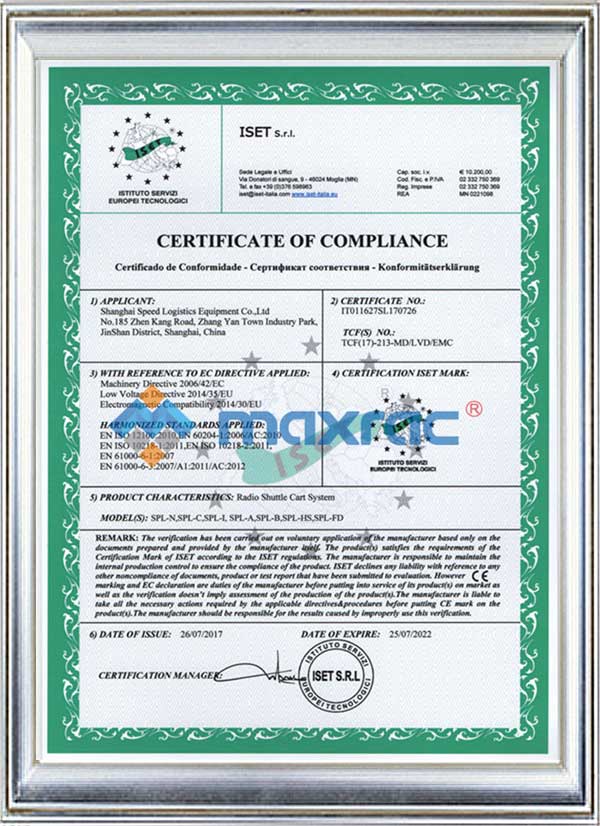 Certificado de lanzadera de radio